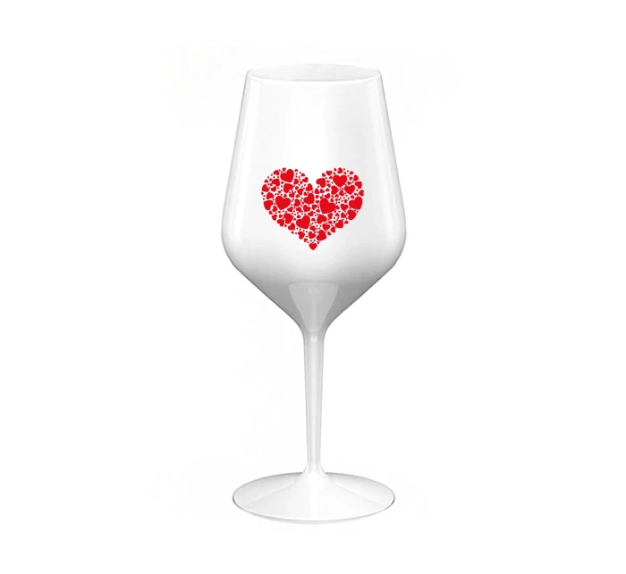 SRDCE - bílá nerozbitná sklenice na víno 470 ml