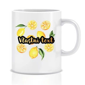 Personalizovaný klasický bílý hrníček s ovocem a textem Personalizovaný klasický bílý hrníček s ovocem a textem