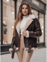 Dámska kožená bunda s ovčou kožušinou NORFDIMA hnedá FashionStreet TY4736z Dámska kožená bunda s ovčou kožušinou NORFDIMA hnedá FashionStreet TY4736z
