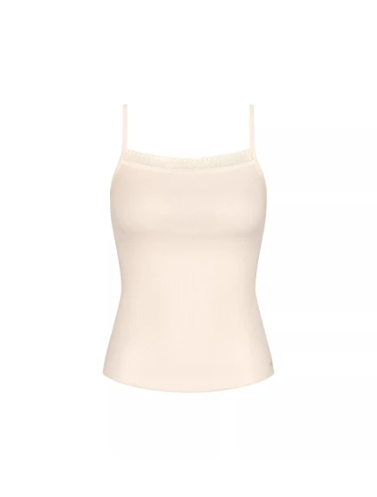 Dámsky top GO s rebrovanými špagetami - WHITE - ecru 6308 - SLOGGI Dámsky top GO s rebrovanými špagetami - WHITE - ecru 6308 - SLOGGI