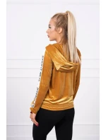 Hořčicová velurová mikina s kapucí Hořčicová velurová mikina s kapucí