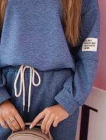Komplet teplákové + kalhoty máslová látka denim melír