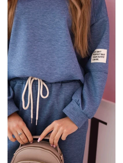 Súprava tepláky + nohavice z maslovej tkaniny denim