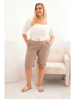 Dámské bavlněné šortky Plus Size s páskem fango