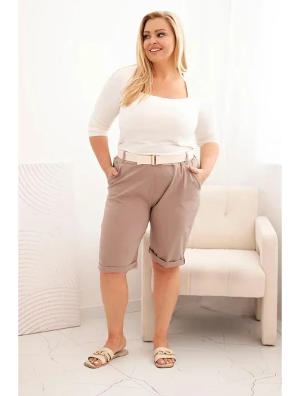 Dámské bavlněné šortky Plus Size s páskem fango
