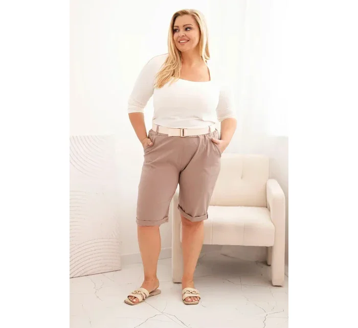 Dámské bavlněné šortky Plus Size s páskem fango