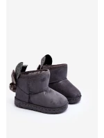 Dziewczęce Ocieplane Śniegowce Z Kokardkami Ciemnoszare Meriva Dziewczęce Ocieplane Śniegowce Z Kokardkami Ciemnoszare Meriva