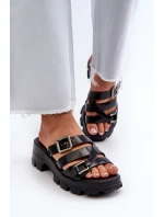 Pachnące Klapki Damskie Na Niskim Obcasie ZAXY NN285043 Czarne