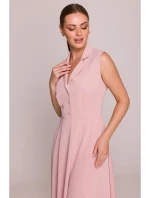 S409 Priliehavé košeľové šaty - púdrové