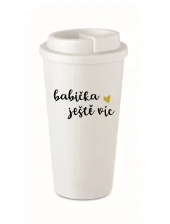 BABIČKA JEŠTĚ VÍC - biely termohrnček 475 ml