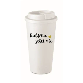 BABIČKA JEŠTĚ VÍC - biely termohrnček 475 ml