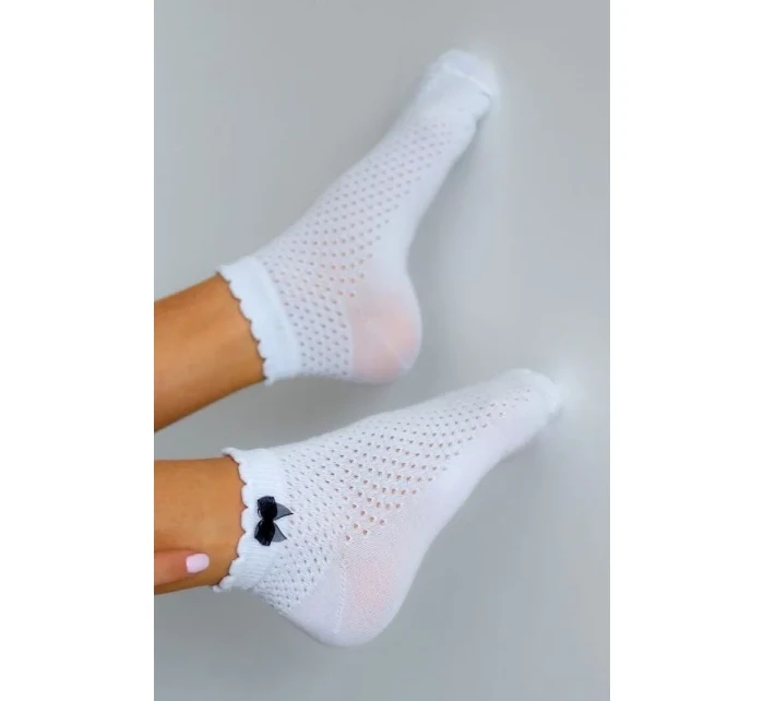 Milena ponožky 1115 Azure s mašľou pre ženy 37-41