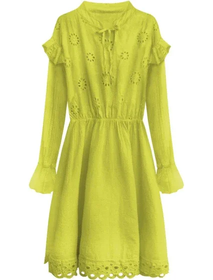 Bavlněné dámské šaty v barvě s výšivkou model 7274560 - MADE IN ITALY Bavlněné dámské šaty v barvě s výšivkou model 7274560 - MADE IN ITALY