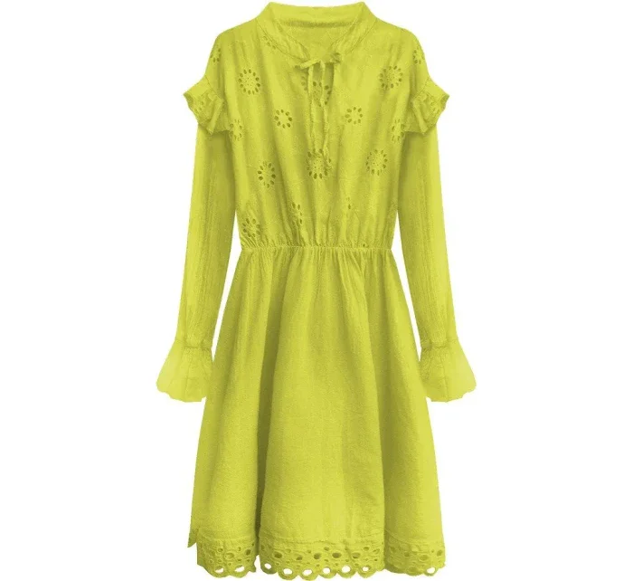 Bavlněné dámské šaty v barvě s výšivkou model 7274560 - MADE IN ITALY Bavlněné dámské šaty v barvě s výšivkou model 7274560 - MADE IN ITALY