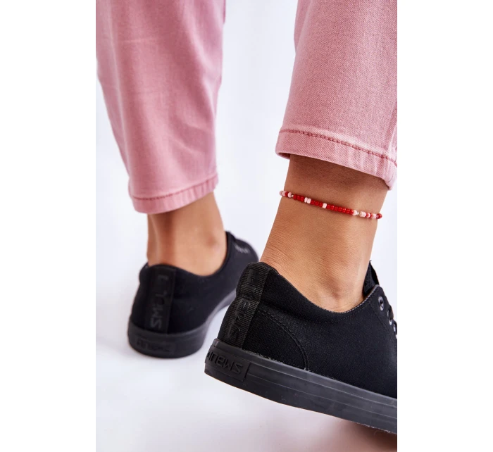 Damskie Wiązane Klasyczne Trampki Czarne Eleya