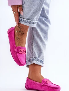 Damskie Modne Zamszowe Mokasyny Różowe Rabell