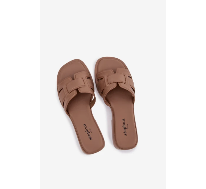 Dámské nazouváky na ploché podrážce tmavě béžové Lorania