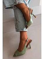 Dámské sandály na podpatku Zelené Sevina