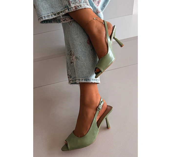 Dámské sandály na podpatku Zelené Sevina