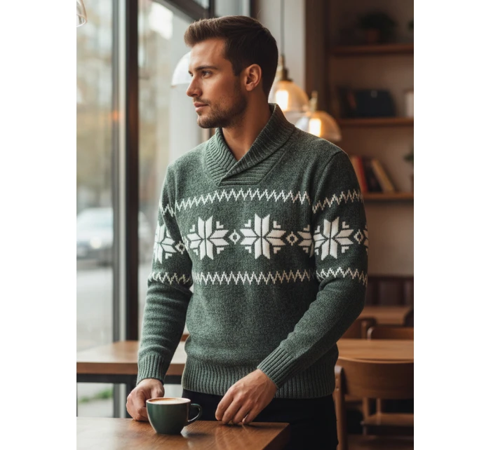 Pánsky zelený sveter FashionStreet WX2270