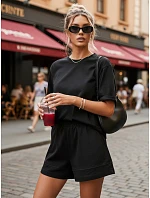 Bavlnená dámska súprava so šortkami Poľský výrobok čierna FashionStreet AY1169