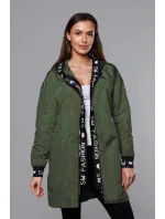Tenká dámska bunda v khaki farbe s ozdobnou lemovkou (B8145-11) Tenká dámska bunda v khaki farbe s ozdobnou lemovkou (B8145-11)
