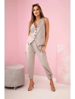 Set vesta + kalhoty tmavě béžová