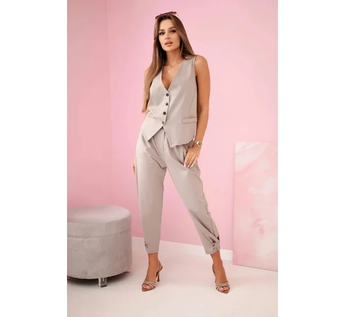 Set vesta + kalhoty tmavě béžová