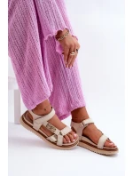 Zazoo 50103 Damskie Skórzane Sandały Na Platformie Beżowe