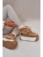 Skórzane Śniegowce Damskie Na Grubej Podeszwie Z Futerkiem Big Star OO274A207 Brązowe Skórzane Śniegowce Damskie Na Grubej Podeszwie Z Futerkiem Big Star OO274A207 Brązowe