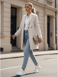 dámský oversize kabát dlouhý béžový Dstreet model 21981934 - FashionStreet