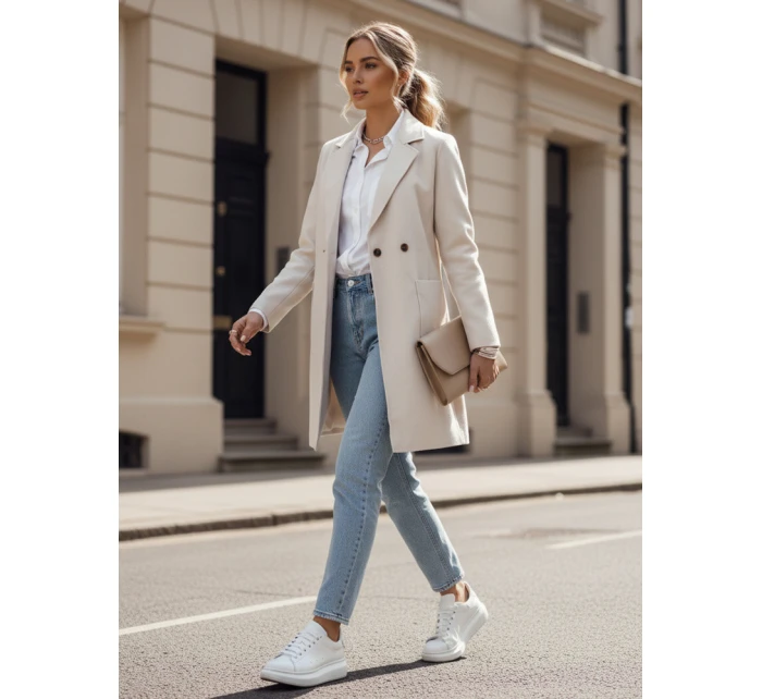 dámský oversize kabát dlouhý béžový Dstreet model 21981934 - FashionStreet dámský oversize kabát dlouhý béžový Dstreet model 21981934 - FashionStreet