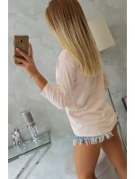 Blúzka s 3D grafikou plameniaka púdrovo ružová