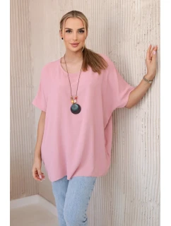 Nadrozmerná blúzka s príveskom tmavoružovej farby