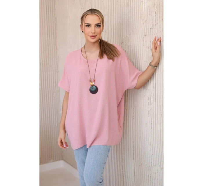 Nadrozmerná blúzka s príveskom tmavoružovej farby Nadrozmerná blúzka s príveskom tmavoružovej farby