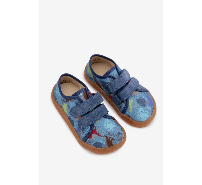 Dětské domácí pantofle Barefoot  Canvas Modré model 22007257 - Froddo