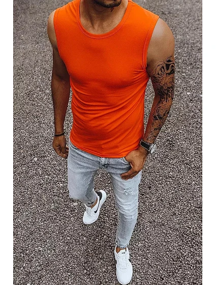 Oranžové pánské jednobarevné tílko model 21012015 Dstreet - J.STYLE Oranžové pánské jednobarevné tílko model 21012015 Dstreet - J.STYLE