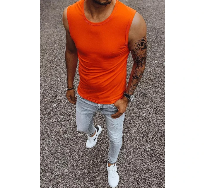 Oranžové jednofarebné pánske tielko RX4919 - Dstreet