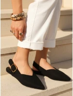 Dámske semišové baleríny s otvoreným podpätkom slingback black FashionStreet ZY1353