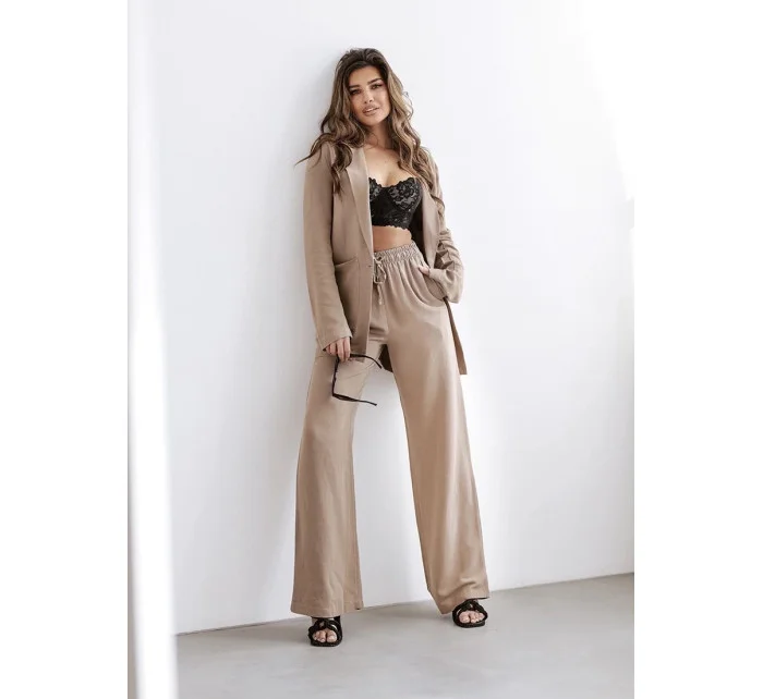 Dámsky oblek cappuccino s ľanom (VE48) Dámsky oblek cappuccino s ľanom (VE48)