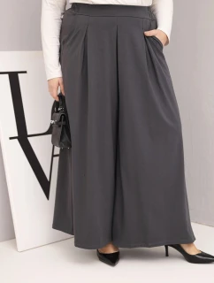 Dámske bavlnené nohavice nadrozmernej veľkosti so širokými nohavicami a voľným strihom Graphite