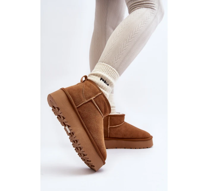 Módní semišové nízké sněhule Camel model 21607395 - Boto Módní semišové nízké sněhule Camel model 21607395 - Boto