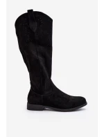 S.Barski HY66-132 Kozaki Damskie Ażurowe Czarne