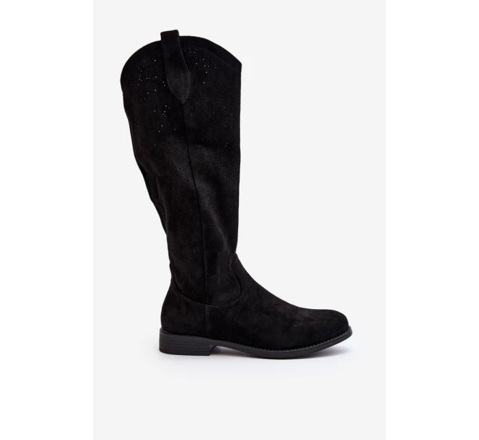 S.Barski HY66-132 Kozaki Damskie Ażurowe Czarne