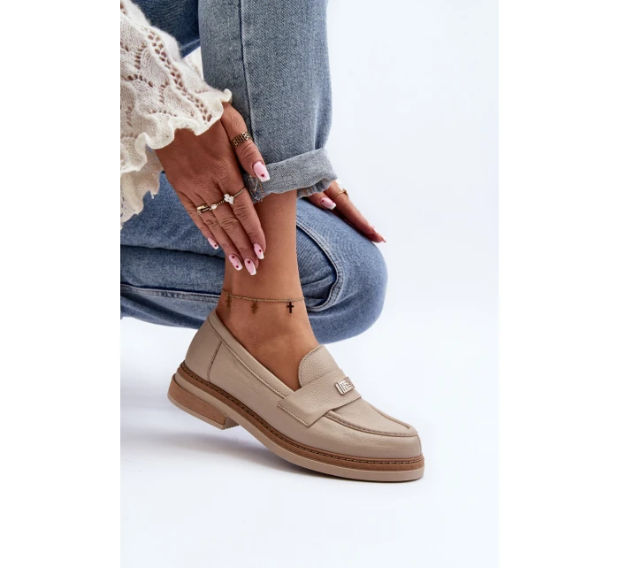 model 21648148 Dámské kožené mokasíny béžové - Zazoo