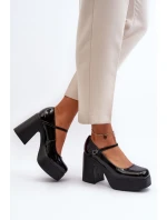 Półbuty Damskie Lakierowane Na Platformie I Słupku Big Star NN274004 Czarne Półbuty Damskie Lakierowane Na Platformie I Słupku Big Star NN274004 Czarne