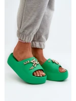 Dámské lehké pěnové žabky s ozdobami zelené model 21665943 - Boto