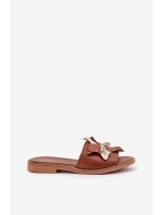 Klapki Z Ozdobą Skóra Naturalna Zazoo 3574/Z Camel Klapki Z Ozdobą Skóra Naturalna Zazoo 3574/Z Camel