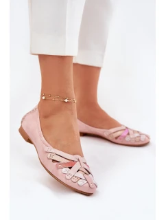 Dámské Kožené Baleríny model 21693666 Růžové - Maciejka