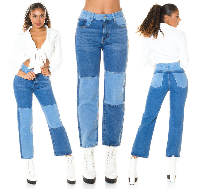 Trendy Patchwork Look Boyfriend Jeans